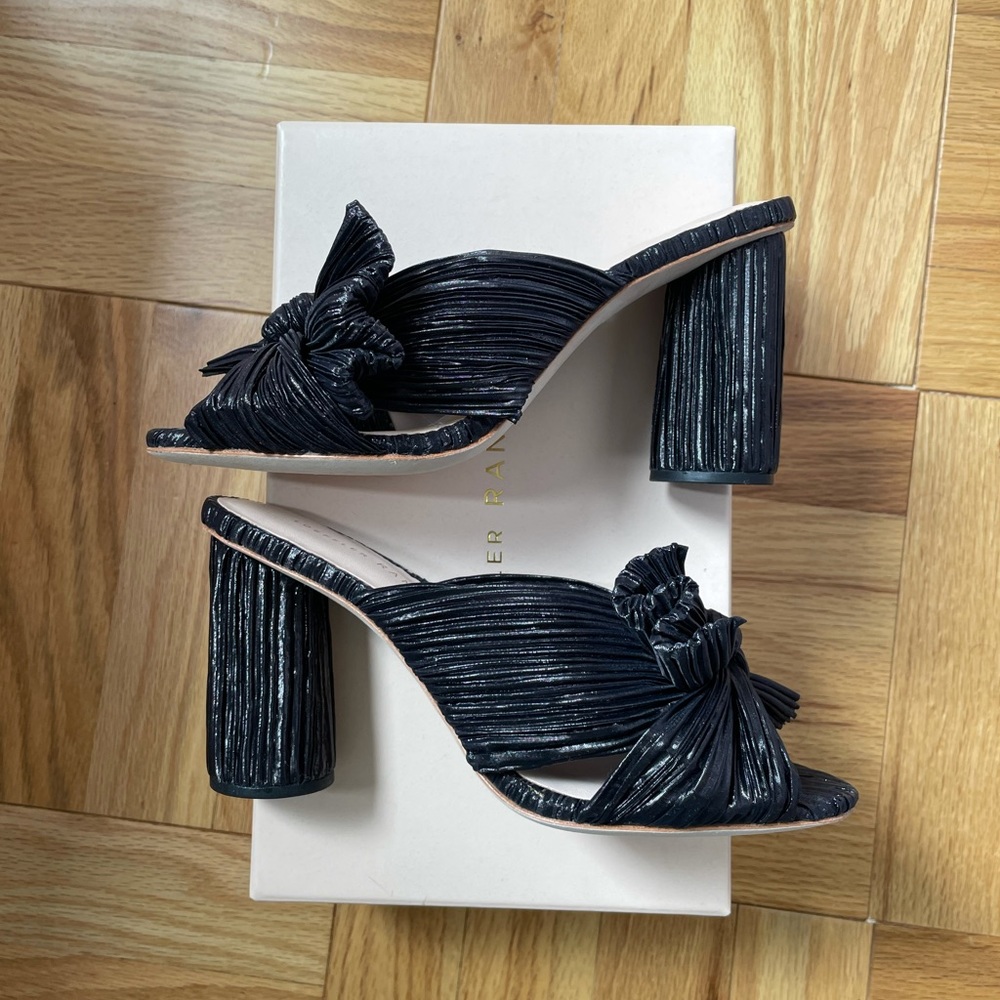 NWT Loeffler Randall Penny Pleated Lamé Mules